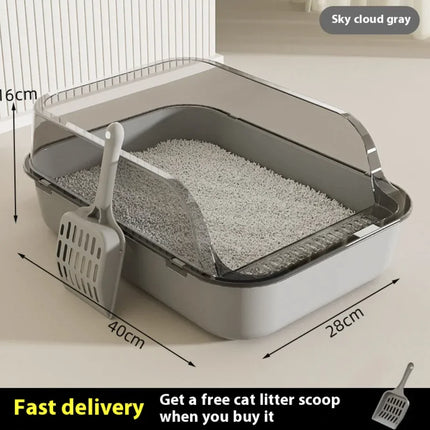 Semi-Closed Splash-Proof Cat Litter Box