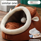 Cartoon Cow Cat Nest Brown-A / L