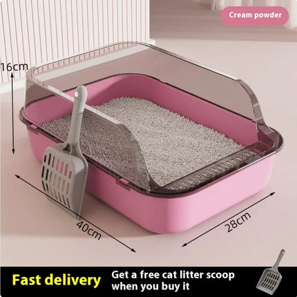 Semi-Closed Splash-Proof Cat Litter Box