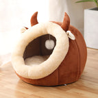 Cartoon Cow Cat Nest Brown / S