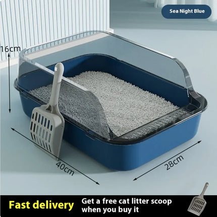 Semi-Closed Splash-Proof Cat Litter Box